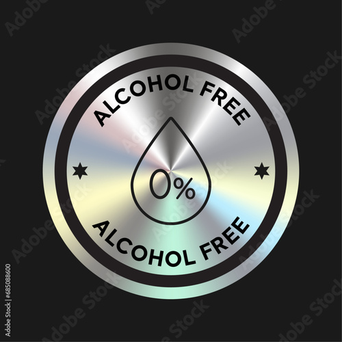 Alcohol Free cosmetic packaging icon, stamp, badge, round, seal vector photo