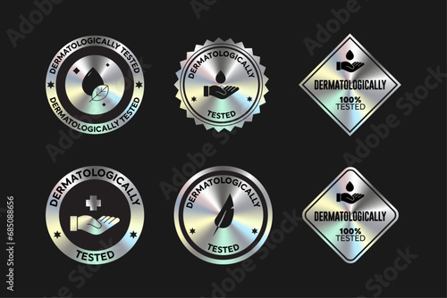 Dermatological tested Free cosmetic packaging icon, stamp, badge, round, seal vector
