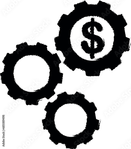 gear, setting, usd vector icon in grunge style