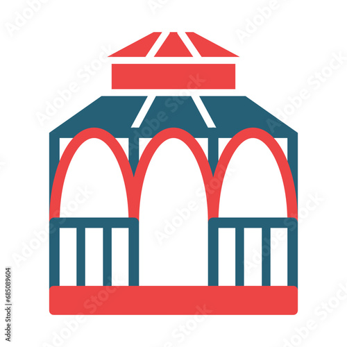 Gazebo Glyph Two Color Icon Design