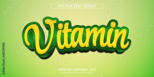 Vector design editable text effect, vitamin text style