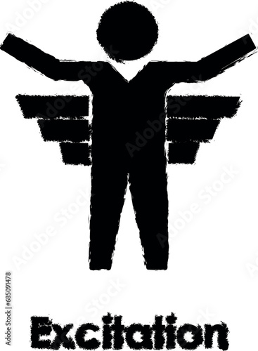 businessman, excitation vector icon in grunge style