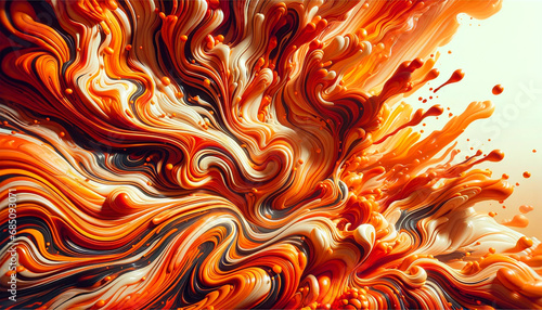 An Abstract Illustration with A Fluid, Marbled Texture in Varying Shades of Orange, Resembling Flowing Lava or Liquid Metal
