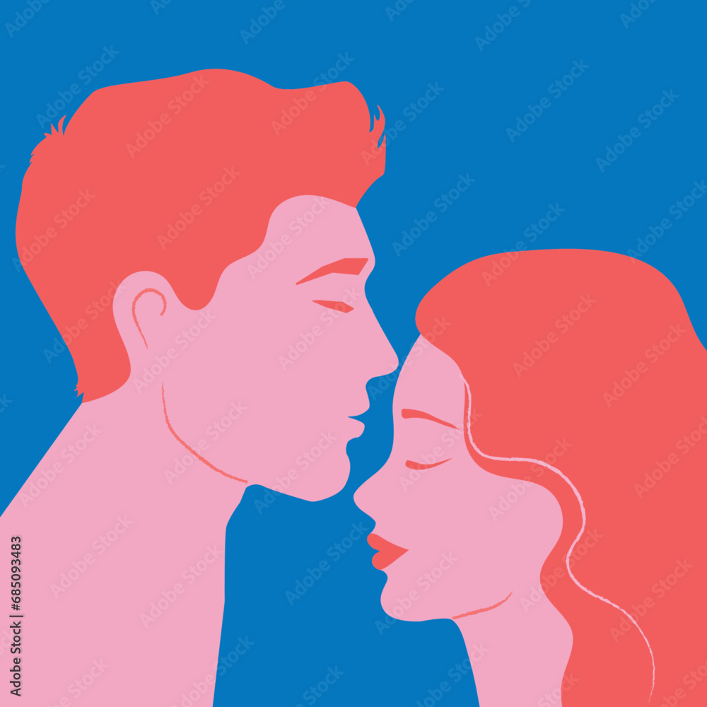 Silhouette of a couple. Romantic lovers portrait. Vector illustration design for Valentine's Day greeting card, poster, flyer. Silhouette of a couple. Romantic lovers portrait. Vector illustration design for Valentine's Day greeting card, poster, flyer.