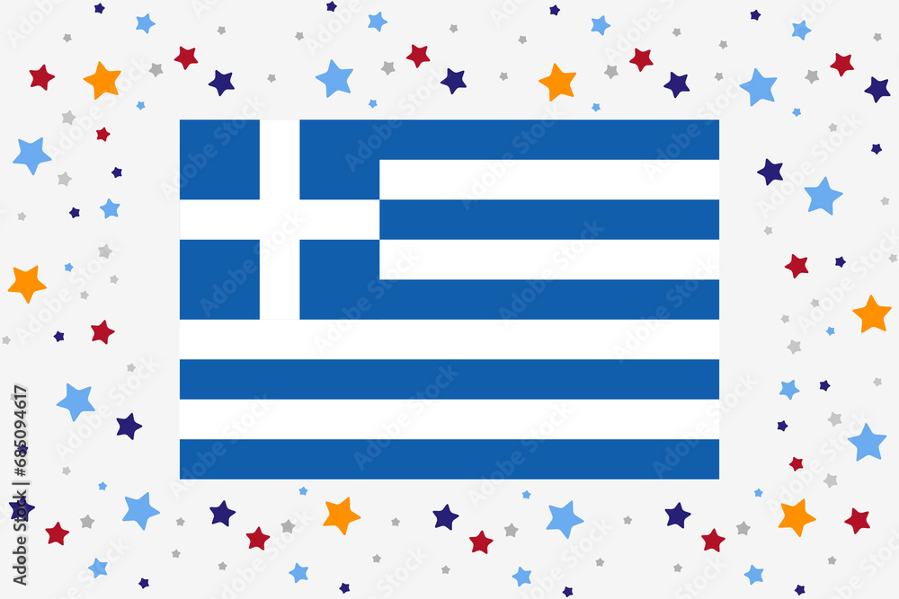 Obraz premium Greece Flag Independence Day Celebration With Stars