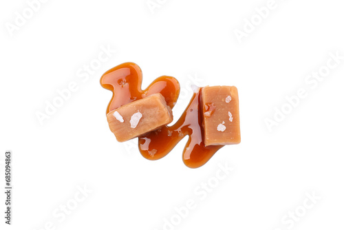 PNG,Cubes of salted caramel , isolated on white background