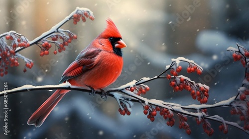 red cardinal in winter photo