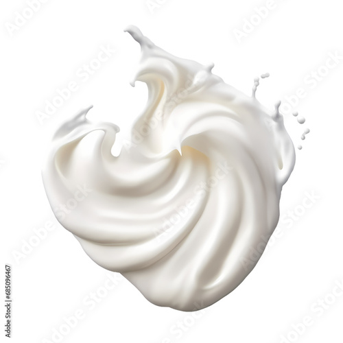 Yogurt wave swirl splash isolated on transparent background