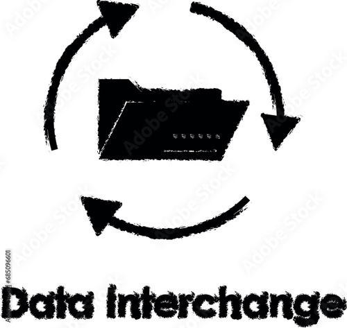 folder, circle, arrow, data interchange vector icon in grunge style