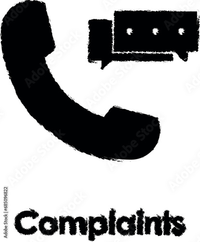 handset, bubble, complaints vector icon in grunge style