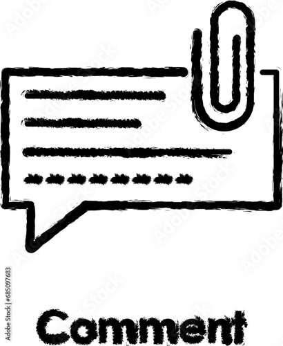 comment, clip vector icon in grunge style
