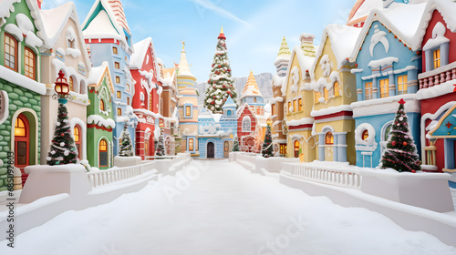 Winter Wonderland with Colorful Christmas Village and Snow © John