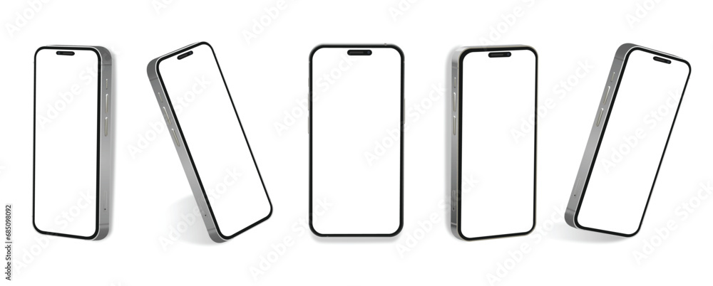 Realistic mockup models smartphone with transparent screens. Smartphone mock up collection. Device front view. 3D mobile phone with shadow on transparent background stock illustration Realistic mockup models smartphone with transparent screens. Smartphone mock up collection. Device front view. 3D mobile phone with shadow on transparent background stock illustration