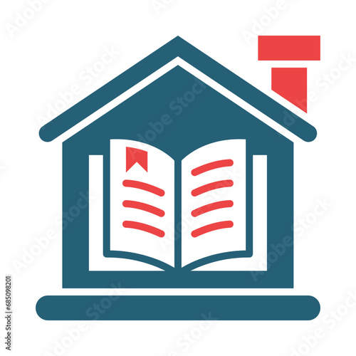 Homeschooling Glyph Two Color Icon Design