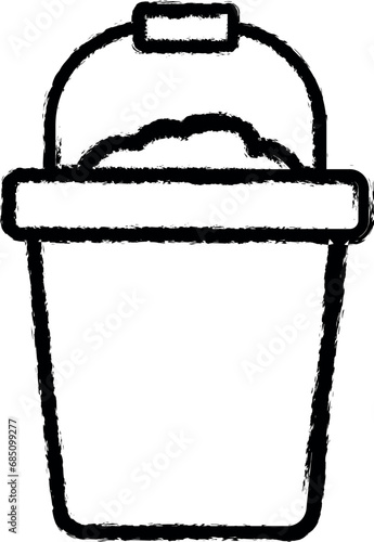 Bucket carwash chemical vector icon in grunge style