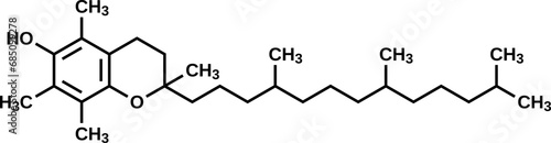 Alpha-tocopherol structural formula, vitamin E vector illustration