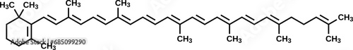 Gamma-carotene structural formula, vector illustration