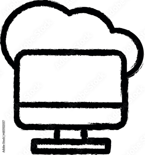 Cloud, monitor vector icon in grunge style