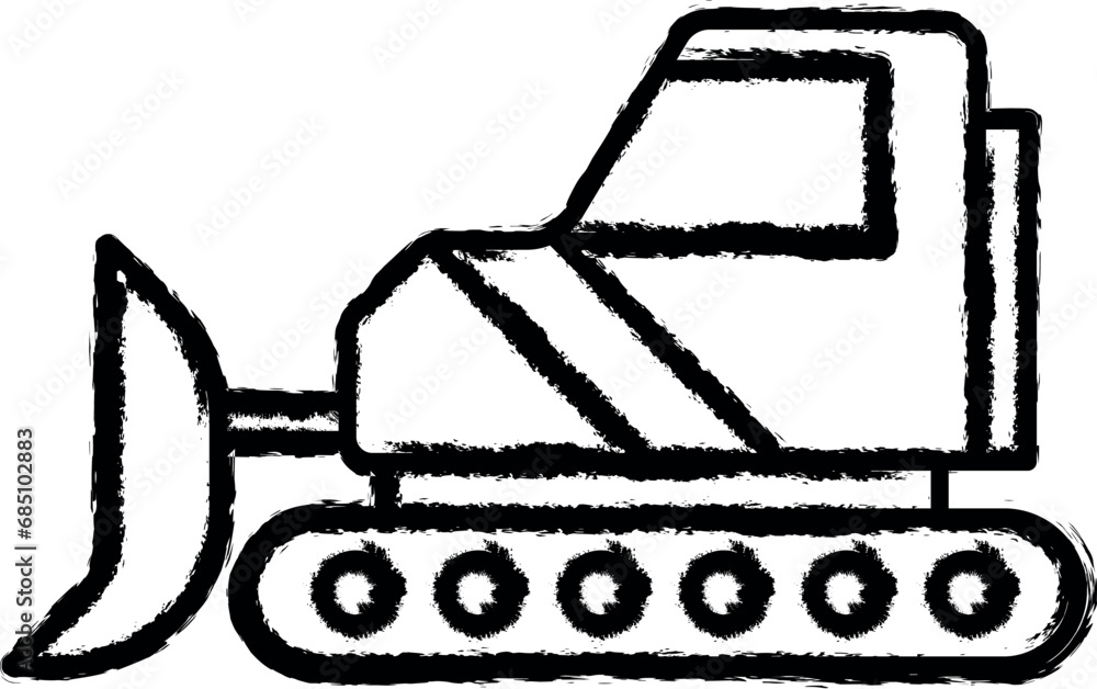 Bulldozer vector icon in grunge style Bulldozer vector icon in grunge style