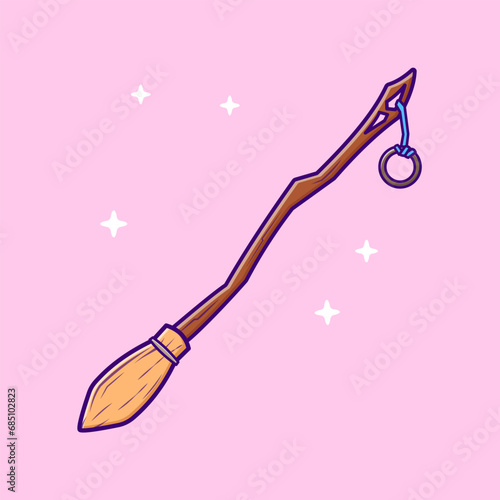 Magic Broom Illustration, Vector, Icon Isolated