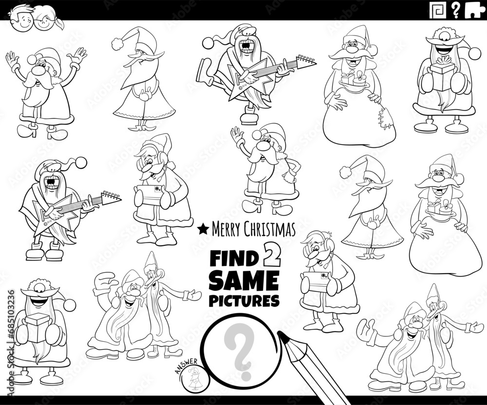 find two same Santa Claus characters coloring page find two same Santa Claus characters coloring page