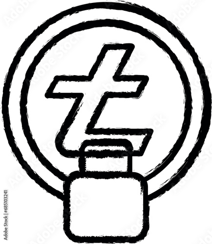 lite coin, lock vector icon in grunge style