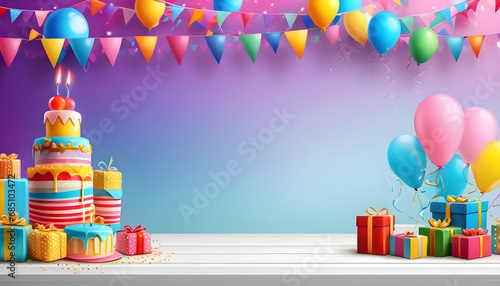 birthday card with birthday cake and candles photo