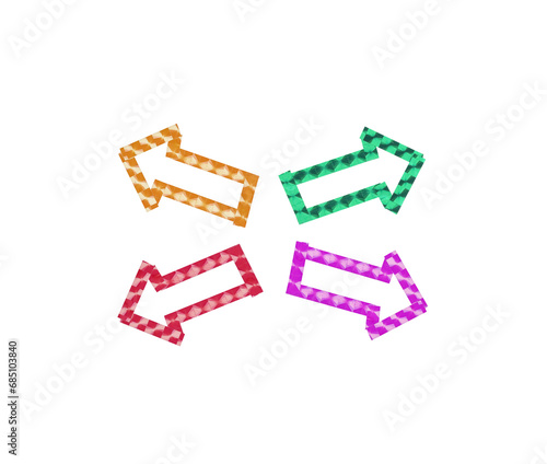 colourful reflective craft tape arrow on transparent png background