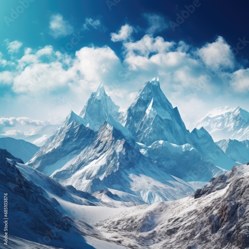"Majestic Mountain Peaks: A Breathtaking Alpine Adventure" Generativ AI.