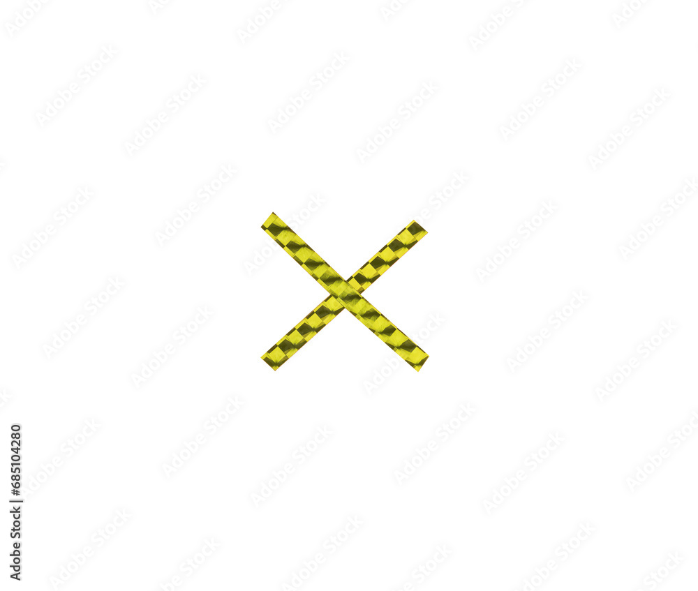 Obraz premium colourful reflective craft tape letter X object on transparent png background
