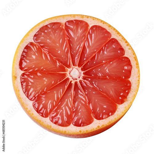 Ripe grapefruit citrus fruit slices isolated on transparent background