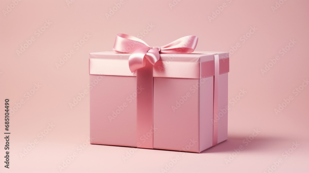 Pink gift box on blurred bokeh background Pink gift box on blurred bokeh background