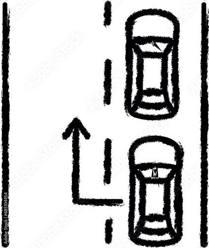 Cars, road vector icon in grunge style