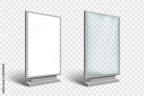 Street vertical billboard template. Advertising blank mockup lightbox. Vector background