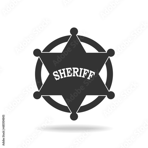 Sheriff badge graphic sign. Sheriff star sign isolated on white background. Vector illustration