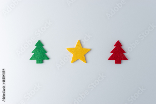 Creative Christmas composition made of various winter and New Year things on white background. Minimal Christmas or New Year concept.