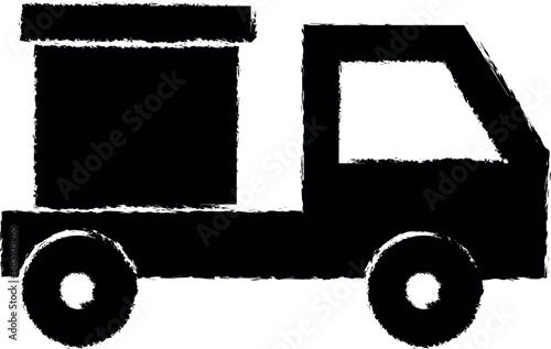 Ecommerce, present, car vector icon in grunge style