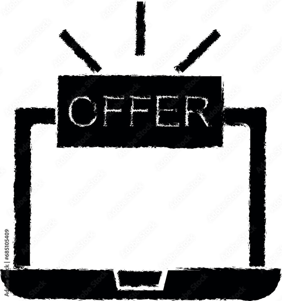 Ecommerce, offer, laptop vector icon in grunge style Ecommerce, offer, laptop vector icon in grunge style