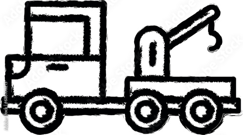 Emergencies, crane truck vector icon in grunge style