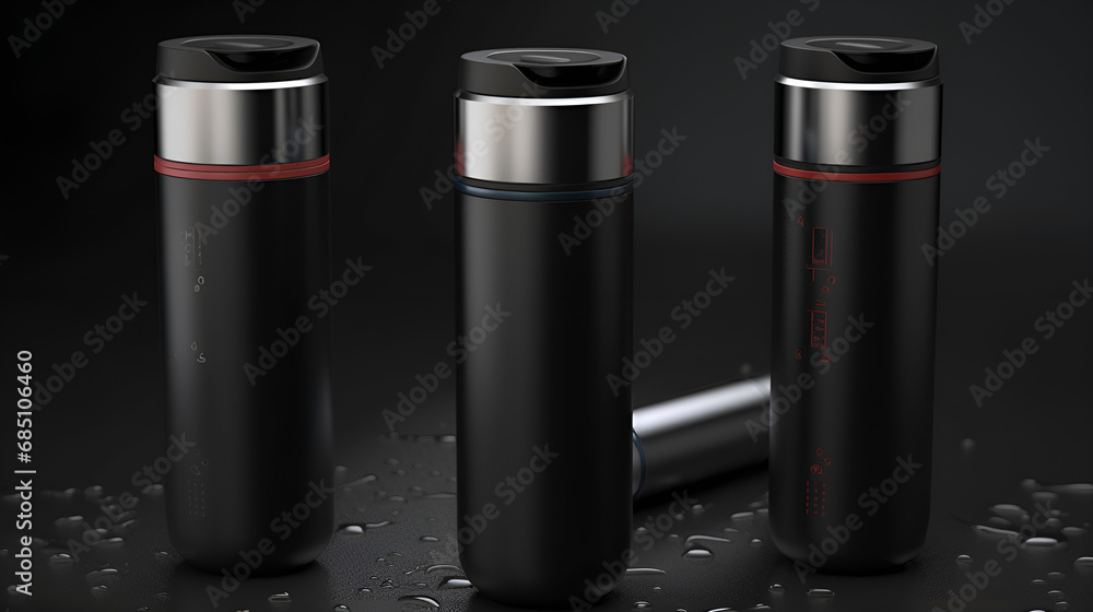 Chic Collection of Black and Silver Water Bottles Chic Collection of Black and Silver Water Bottles