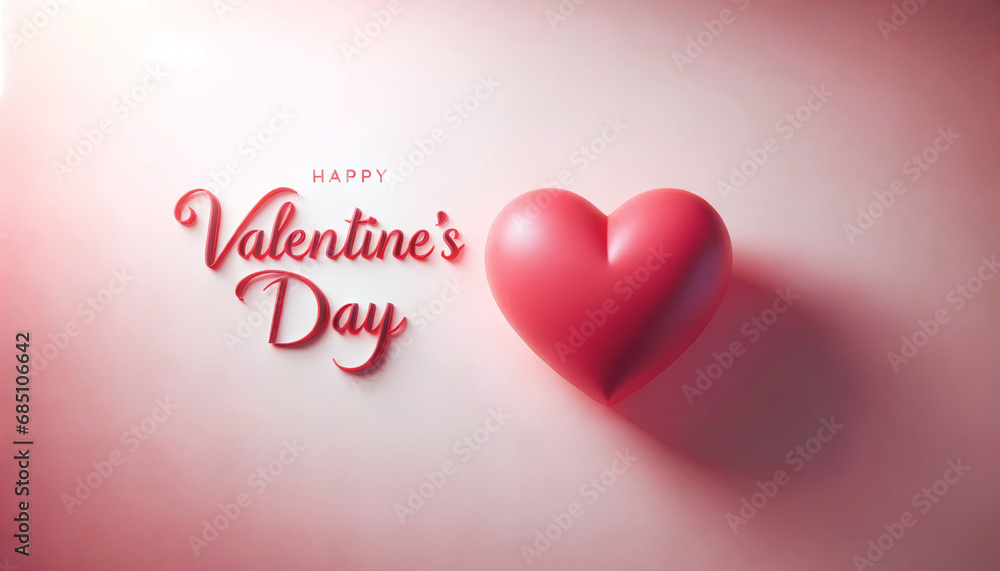 Happy Valentines day text, red heart, love concept Happy Valentines day text, red heart, love concept