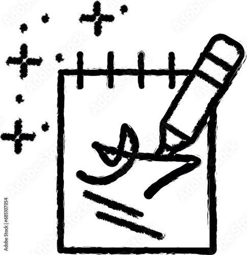 Notebook paper autograph vector icon in grunge style