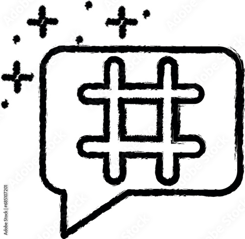 bubble hashtag vector icon in grunge style