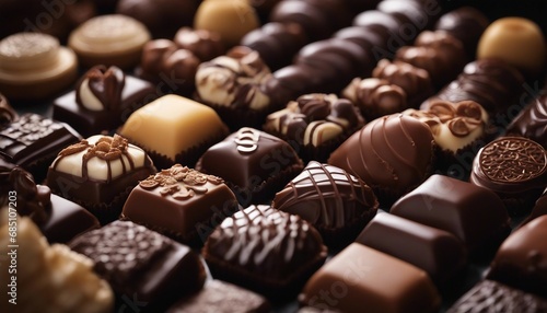 An assortment of handmade chocolates, each piece a work of art
