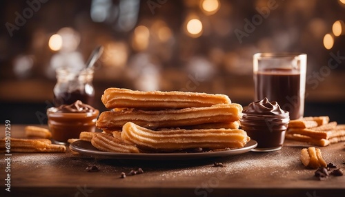 Churros con Chocolate crispy churros served with a rich chocolate dipping sauce