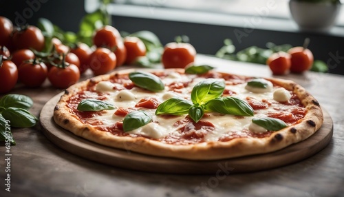 Classic Margherita Pizza Fresh basil, mozzarella cheese, and tomato sauce