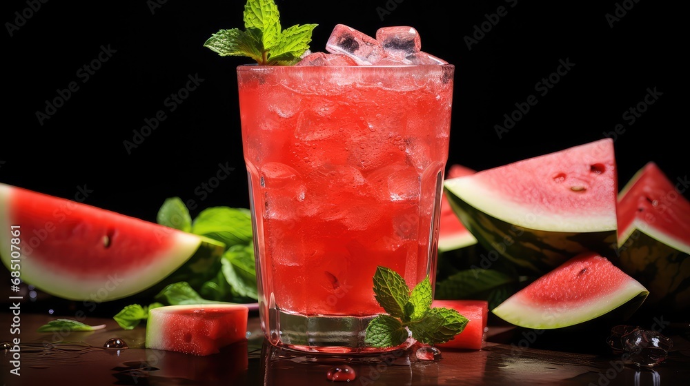 Fototapeta premium fruit summer mojito drink refreshing illustration berry background, alcohol cool, cocktail glass fruit summer mojito drink refreshing