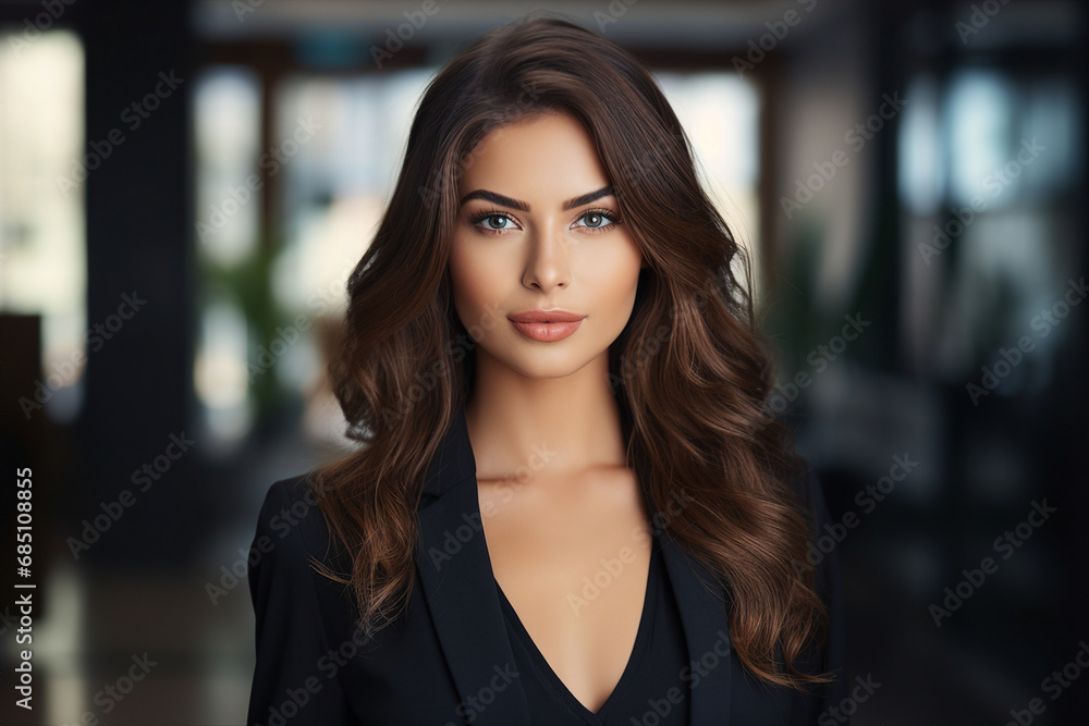 Attractive lady executive business leader manager looking at camera generative AI Attractive lady executive business leader manager looking at camera generative AI