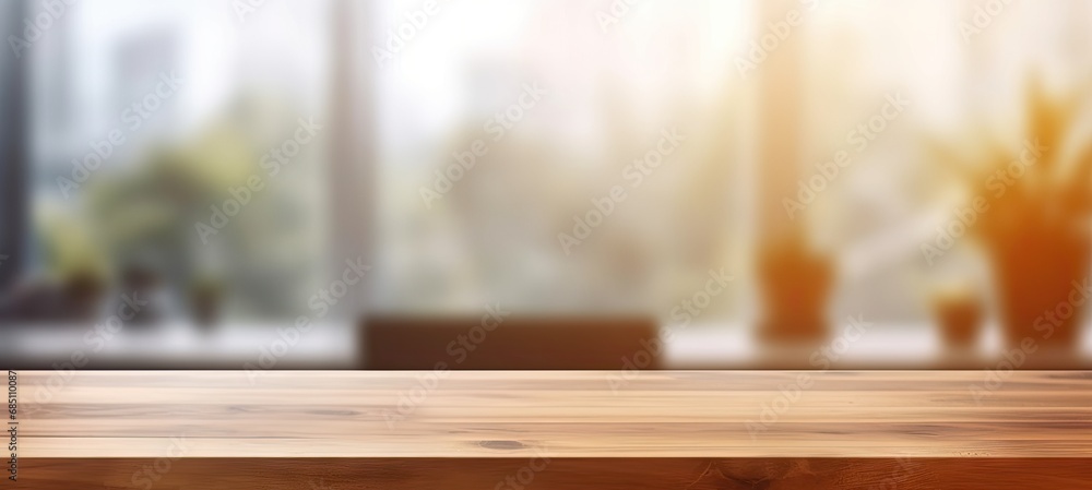 Minimalist workspace. Empty wooden desk or table in bright room perfect for creating clean and modern background for product displays design mockups for interior design concepts Minimalist workspace. Empty wooden desk or table in bright room perfect for creating clean and modern background for product displays design mockups for interior design concepts