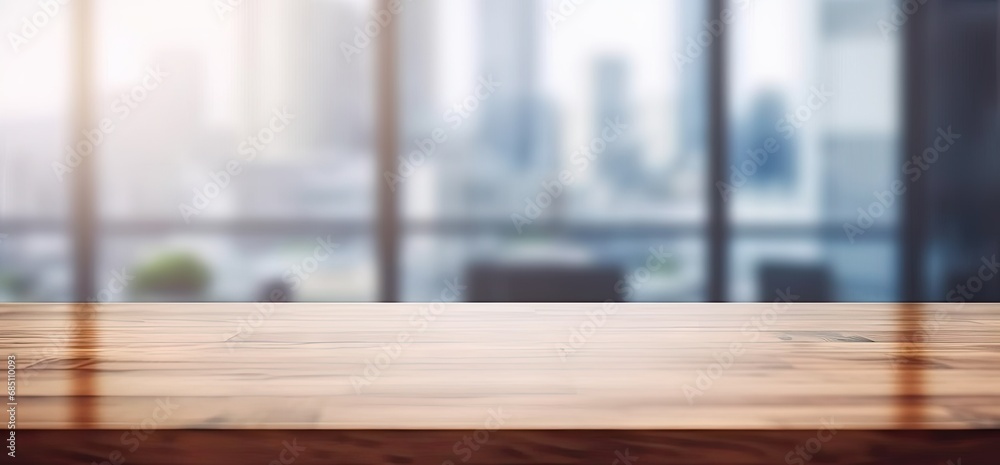 Minimalist workspace. Empty wooden desk or table in bright room perfect for creating clean and modern background for product displays design mockups for interior design concepts Minimalist workspace. Empty wooden desk or table in bright room perfect for creating clean and modern background for product displays design mockups for interior design concepts